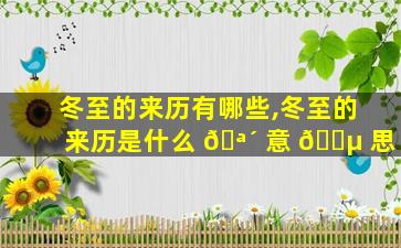 冬至的来历有哪些,冬至的来历是什么 🪴 意 🌵 思